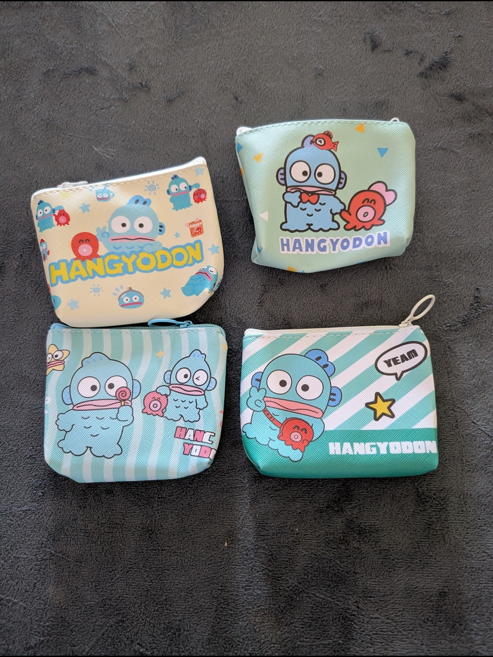 Hangyodon Character Coin Pouches - 4 Pack in Aqua & Mint